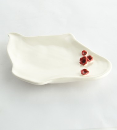 repose-sachet de thé fleurs de cerisiers japonais en relief 3D - poterie artisanale moineaux & co quimper