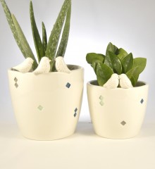 cache-pot plantes oiseaux losange céramique faïence quimper moineauxandco