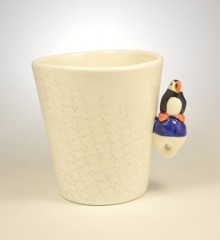 tasse macareux moine bouée anse originale 3D relief faïence moineauxandco quimper