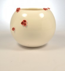 vase boule fleurs de cerisier japonais rouge faïence made in quimper france moineauxandco céramiste