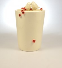 verre à brosses à dents oiseaux fleurs de cerisier japonais