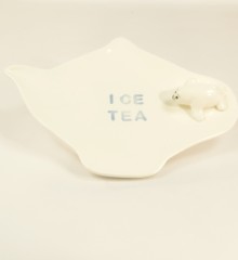 Repose-sachet de thé Ice Tea - phoque en faïence. made in Quimper.