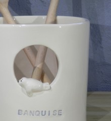 pot à ustensiles céramique faïence - phoque banquise - made in Quimper