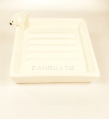 porte-savon carré rétro faïence poterie phoque banquise moineaux & co
