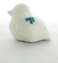 Tirelire moineau ruban bleu