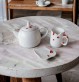Théière, tasse et repose-sachet de thé fleurs de cerisier - Faïencerie sauvage Moineaux & Co Quimper
