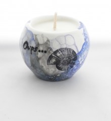 Bougie OUPS ! Coquillage et bulles de savon. Céramique.