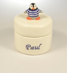 boîte dents prénom pingouin marinière personnalisé idée cadeau naissance faïence quimper moineauxandco