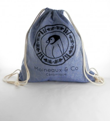 Sac à dos solidaire Moineaux & Co. Couleur bleu chiné.