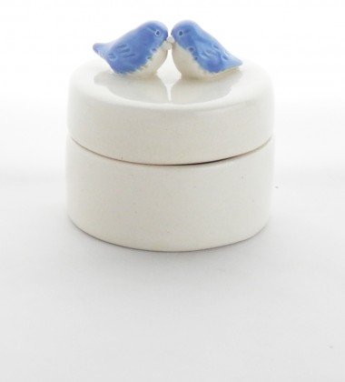 Boîte à dents de lait oiseaux. Cadeau de naissance. Céramique artisanale fabriquée en France à Quimper.