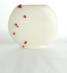 vase plat fleurs cerisier sakura japonisant faïence émaillée ateliers d'art de france moineaux & co quimper