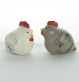 Salière et poivrier couple de poules en faïence émaillée. Céramique artisanale à Quimper.